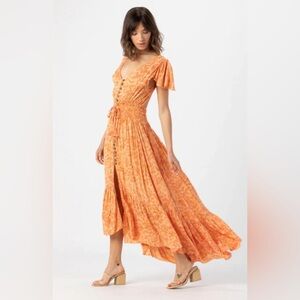 Tiare Hawaii New Moon Maxi Dress in Orange print